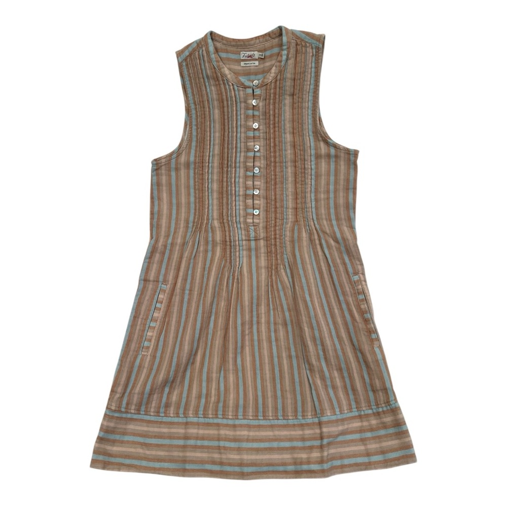 Faherty Organic Cotton Pink Tan Striped Dress - Womens Size XS